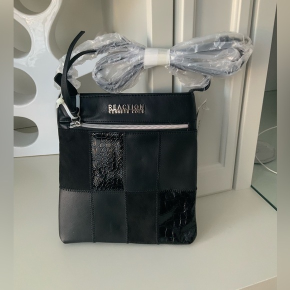 KENNETH COLE REACTION Black Crossbody Vegan Leather Purse BRAND NEW - Picture 2 of 13